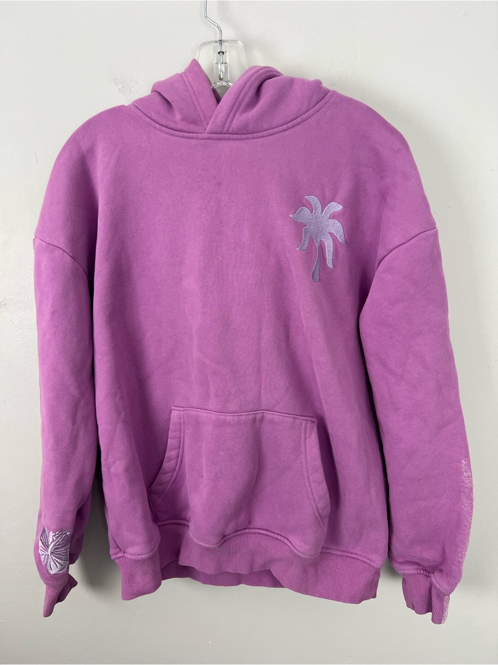 Pink Palm Puff Graphic Waves Hoodie Flaw